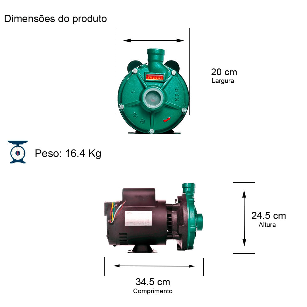 Bomba Monoestágio Thebe Th-16 P Nr 2 Cv Trifásica 220v/380v